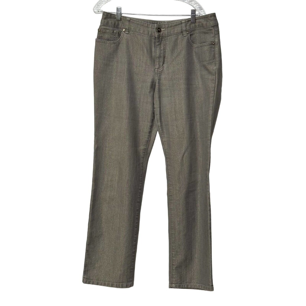 Chicos Platinum Jeans Womens Size 2‎ Pants Silver Sparkle